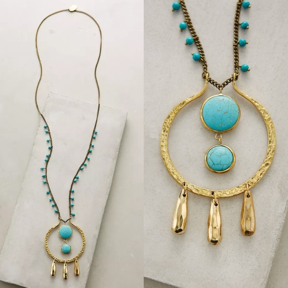 Anthropologie Jewelry - Sonali Turquoise Pendant Necklace by Lena Bernard for Anthropologie Long Draped